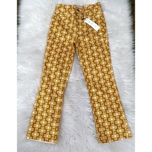 NWT Zara The Dreed Abstract Floral Cropped Flare Jean